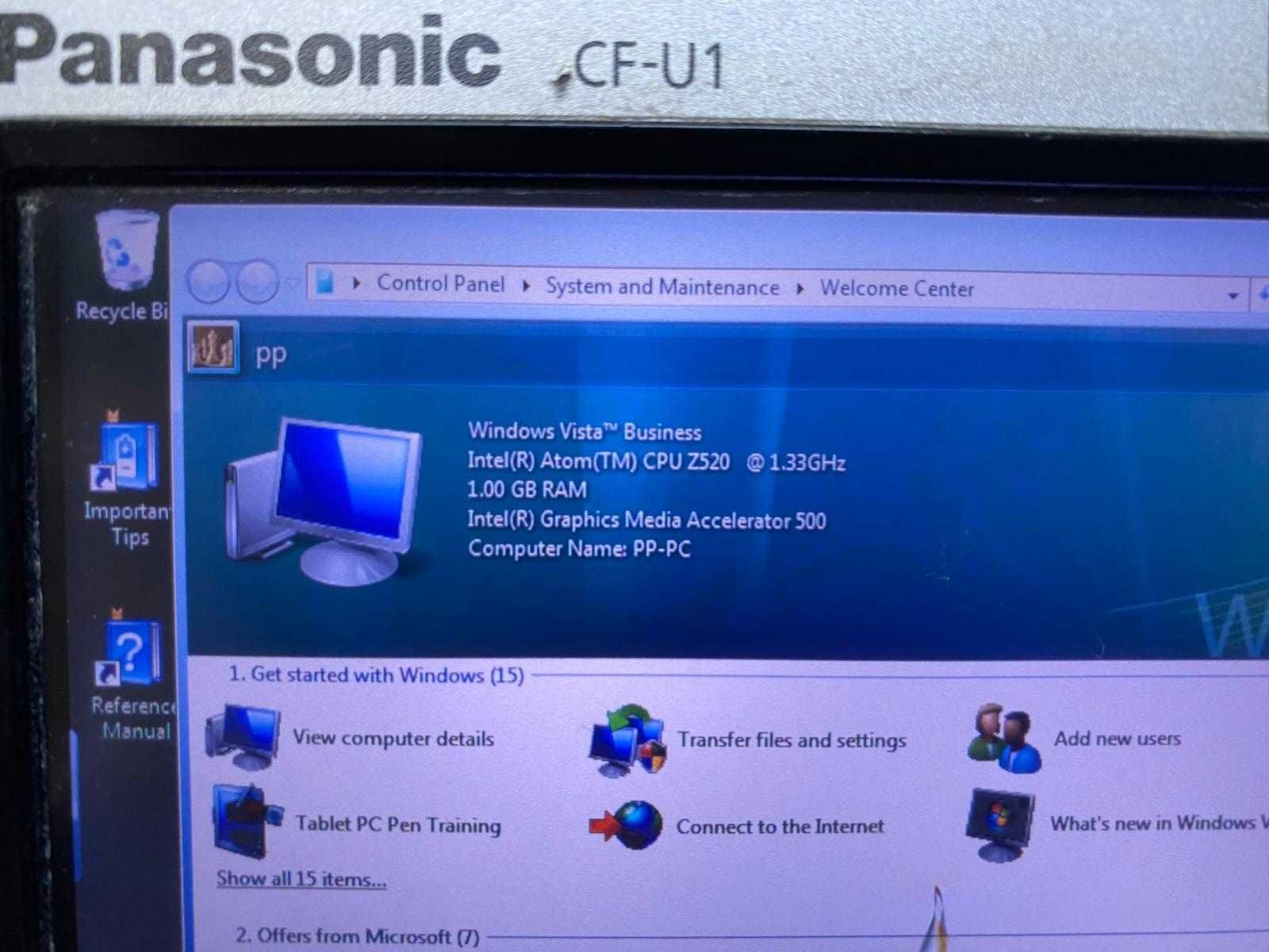 Panasonic CF-U1 Toughbook  Atom z520 1GB 16GB SSD DO ZADAN SPECIALNYCH