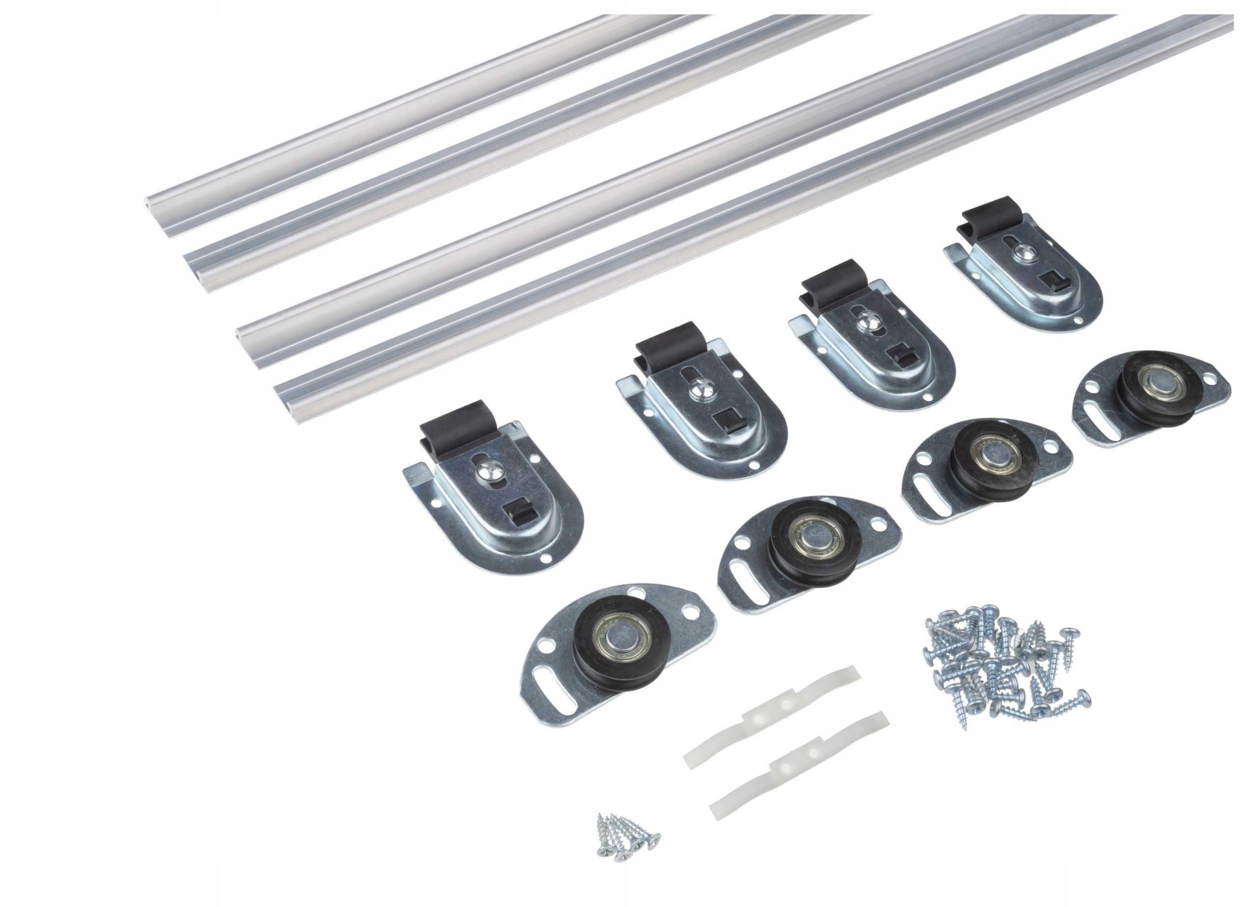 Zestaw do drzwi przesuwnych ARES 2/120cm/70kg (prowadnice + rolki)