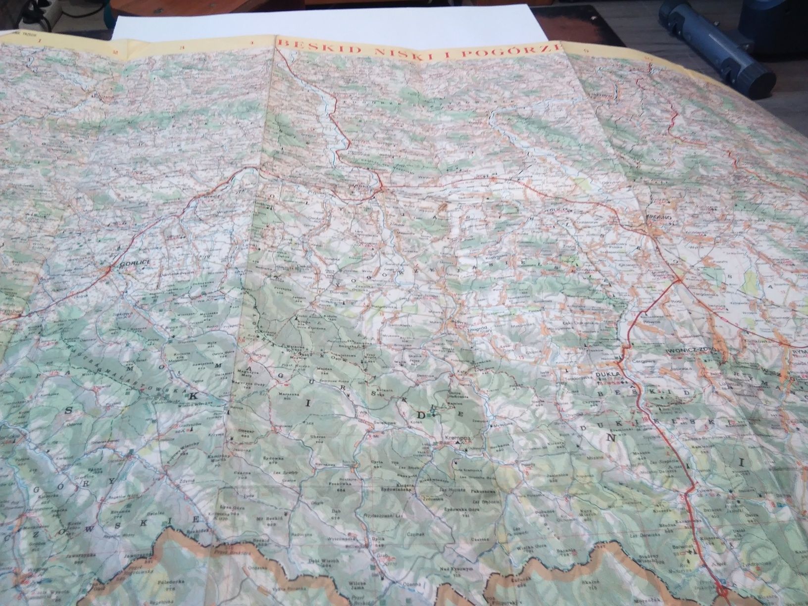 Mapa Beskid Niski i Pogórze.