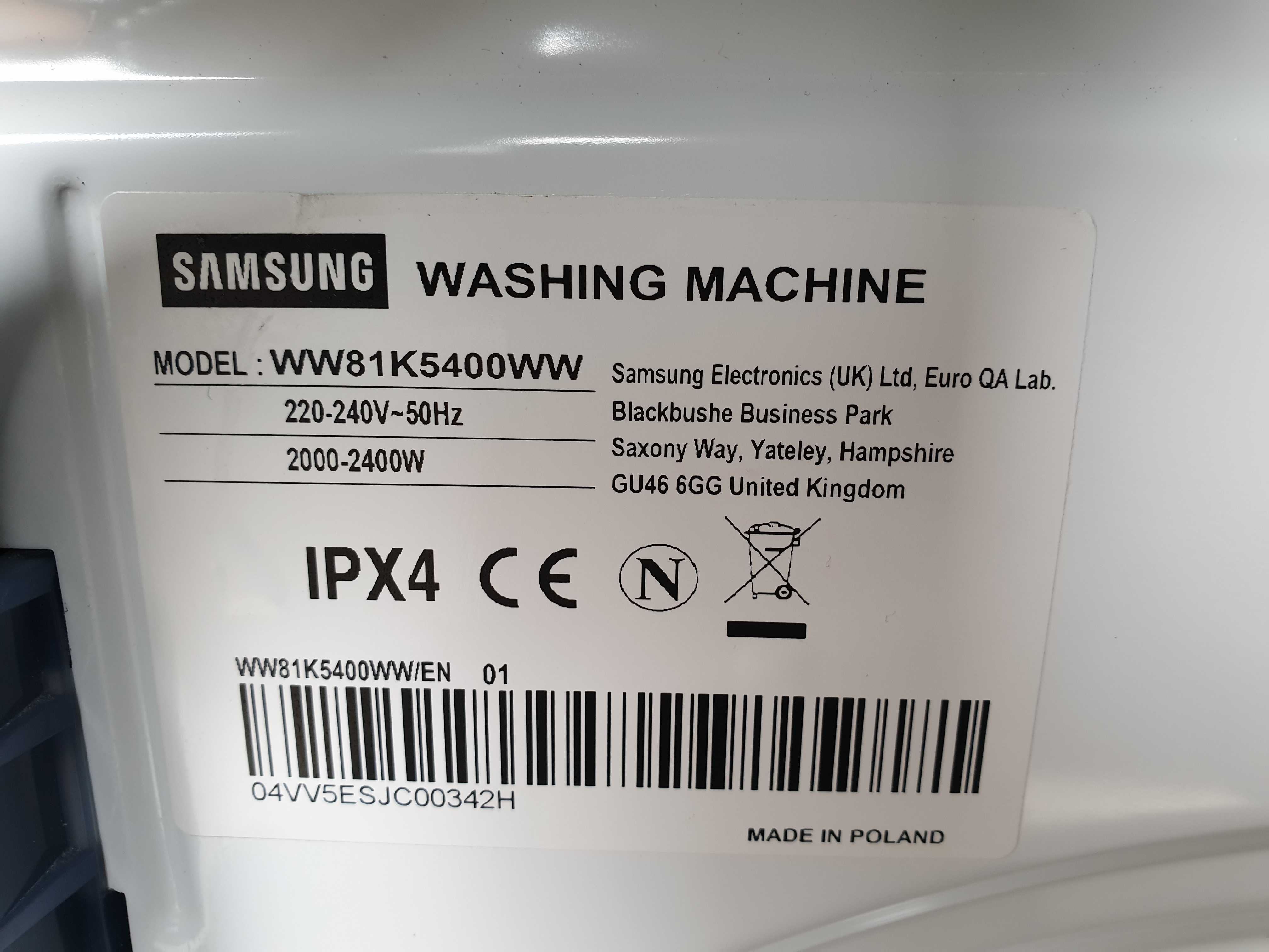 Пральна/стиральная/ машина SAMSUNG 8 KG / WW81K5400WW