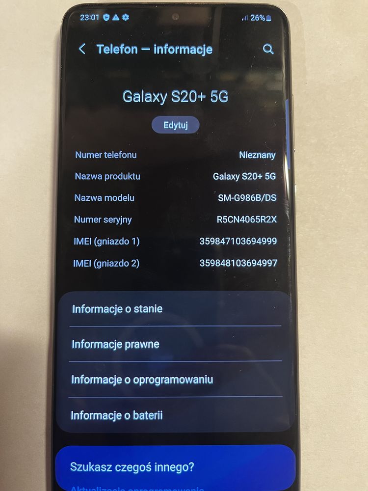 Samsung s20 + plus 5g 128gb szary Cosmic Gray bardzo zadbany