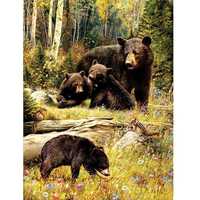Haft diamentowy Mozaika diamentowa Niedźwiedzie na polanie
