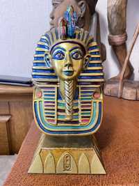 Египетская статуэтка, фигурка бюст фараона Тутанхамона, металл