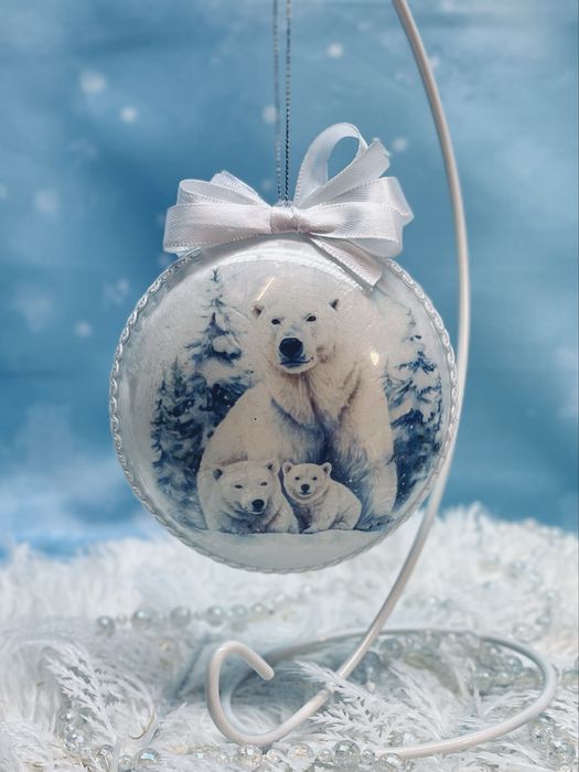 Nombka bożonarodzeniowa z motywem niedźwiedzi polarnych hand made