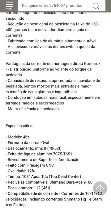 Dura-Ace Garbaruk Prato 52 Oval Shimano  110 BCD