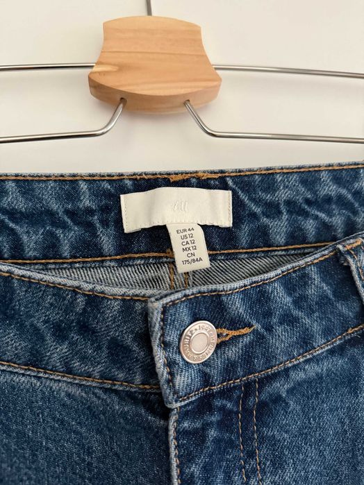Jeansy straight leg high waist H&M 44 denim