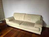 komplet skórzana sofa i fotel ecru / beżowy
