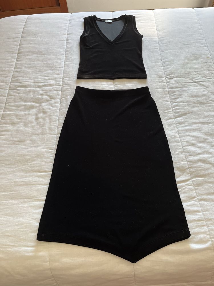 Conjunto em veludo da Mango