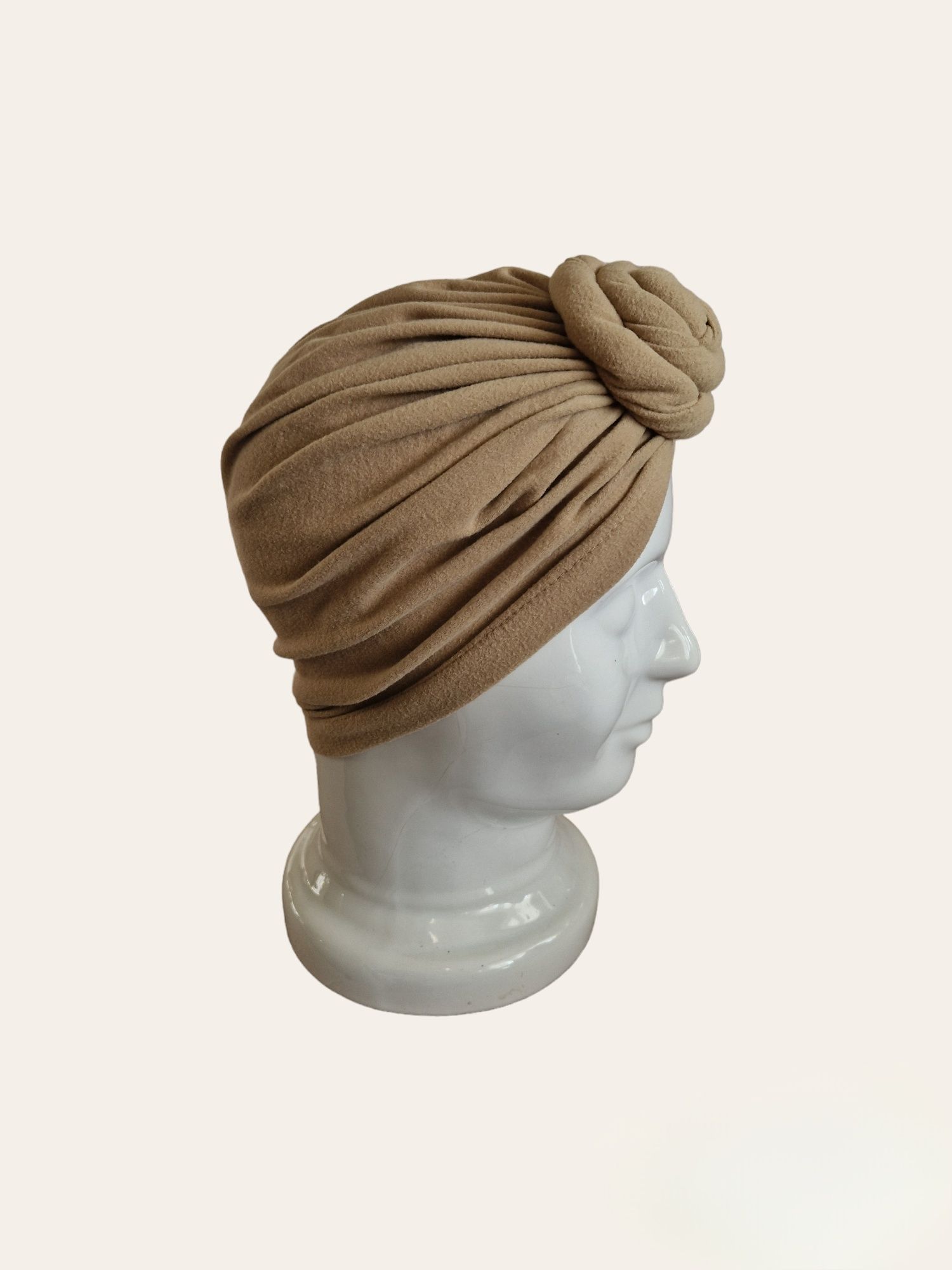 Beżowy retro turban węzeł czapka