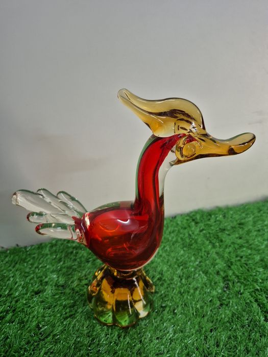 Piękna stara figurka BAŻANTA wykonana ze szkła MURANO