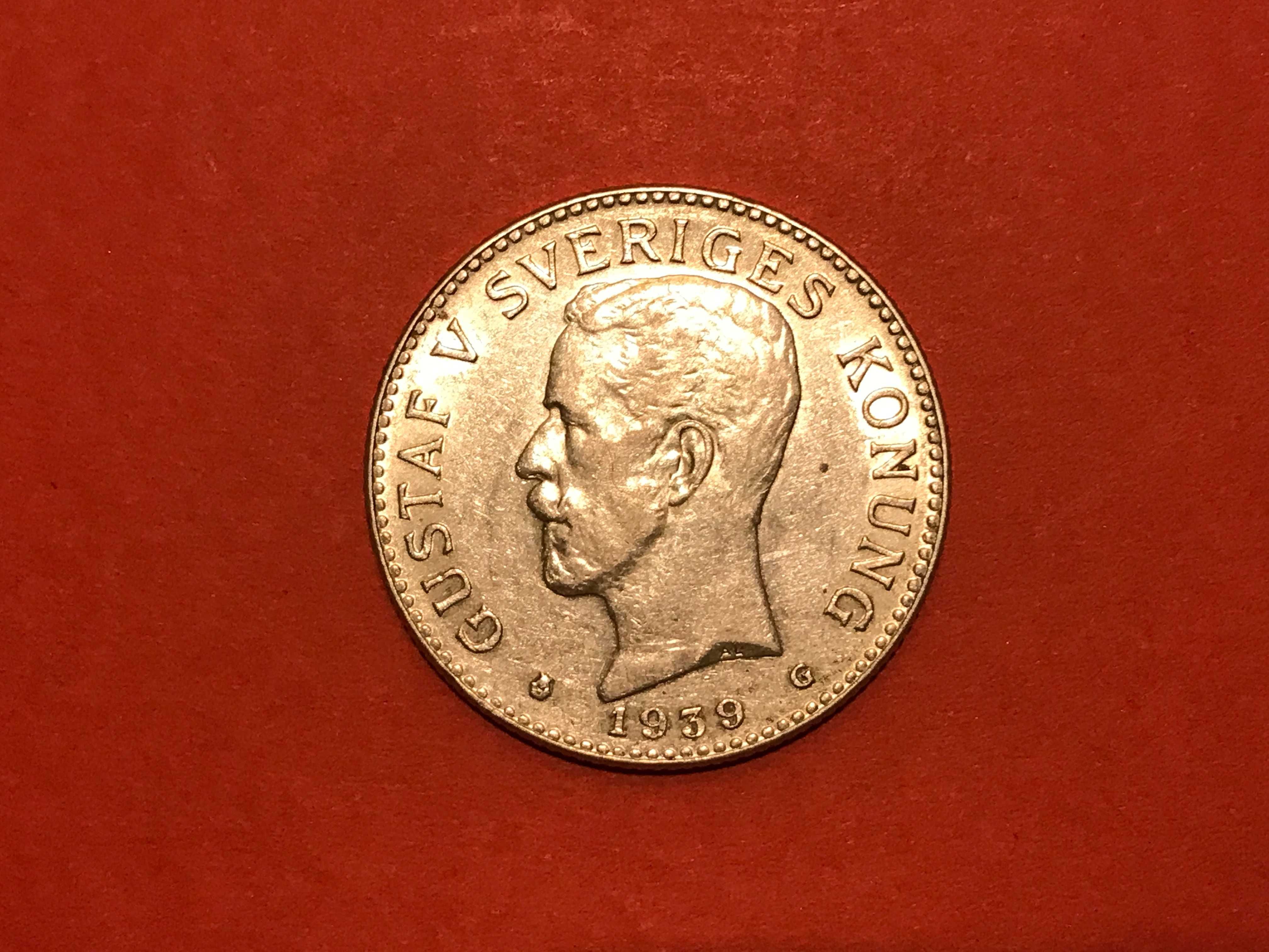 Срібна монета Швеції 2 крони 1939 року