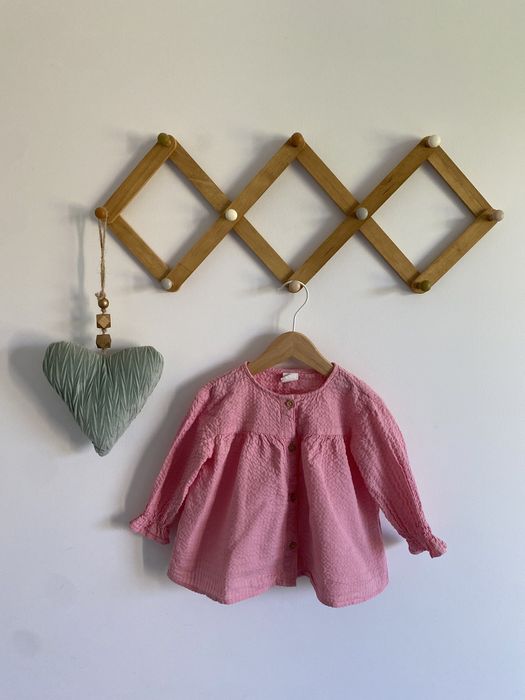 Tunika teksturowana h&m 80 różowa guziki