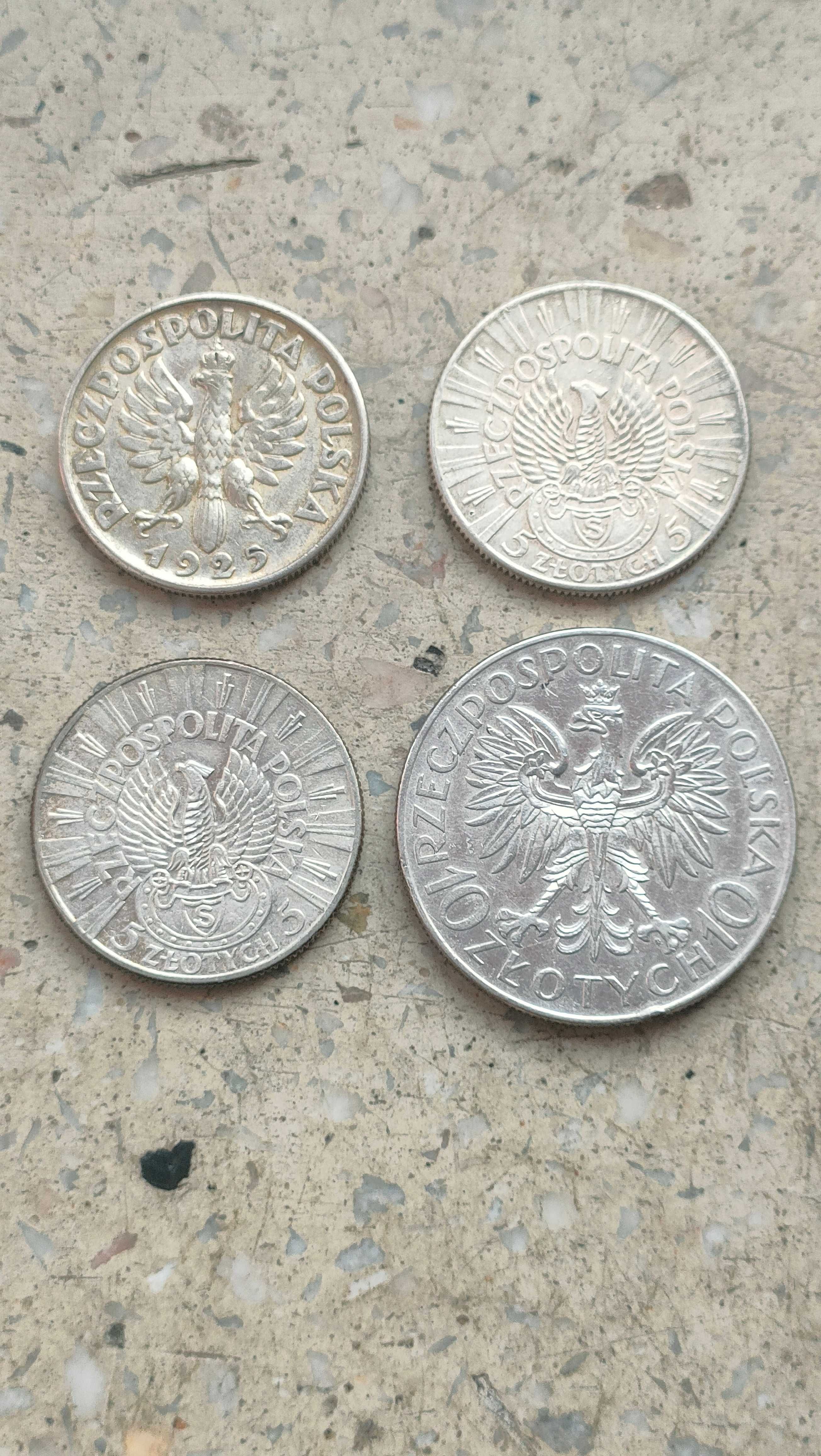 Monety II RP 10 zł Sobieski 1933 Piłsudski 5 zł 34 strzelec 2 zł 1925