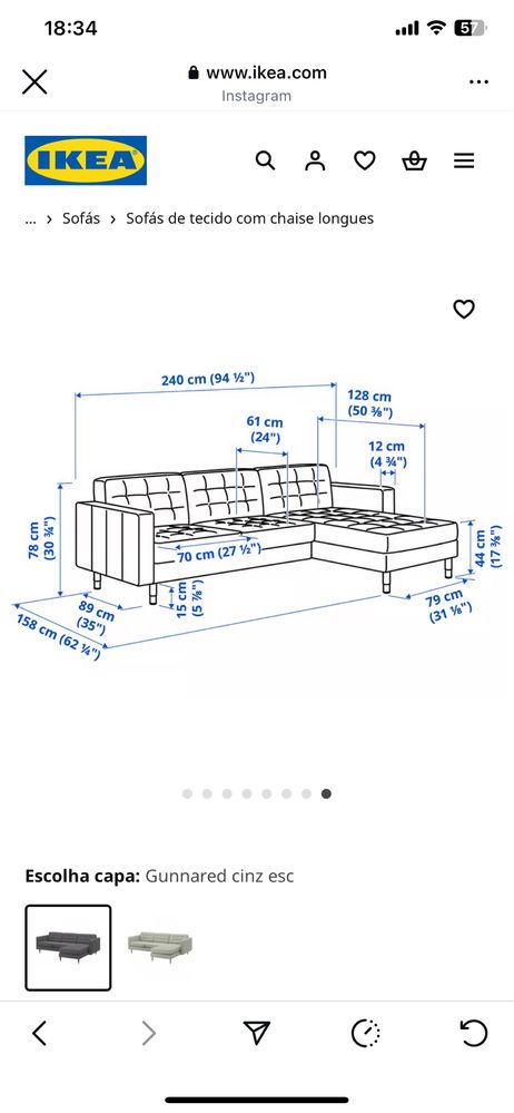 Sofa LANDSKRONA Sofá 3 lugares mais chaise longue