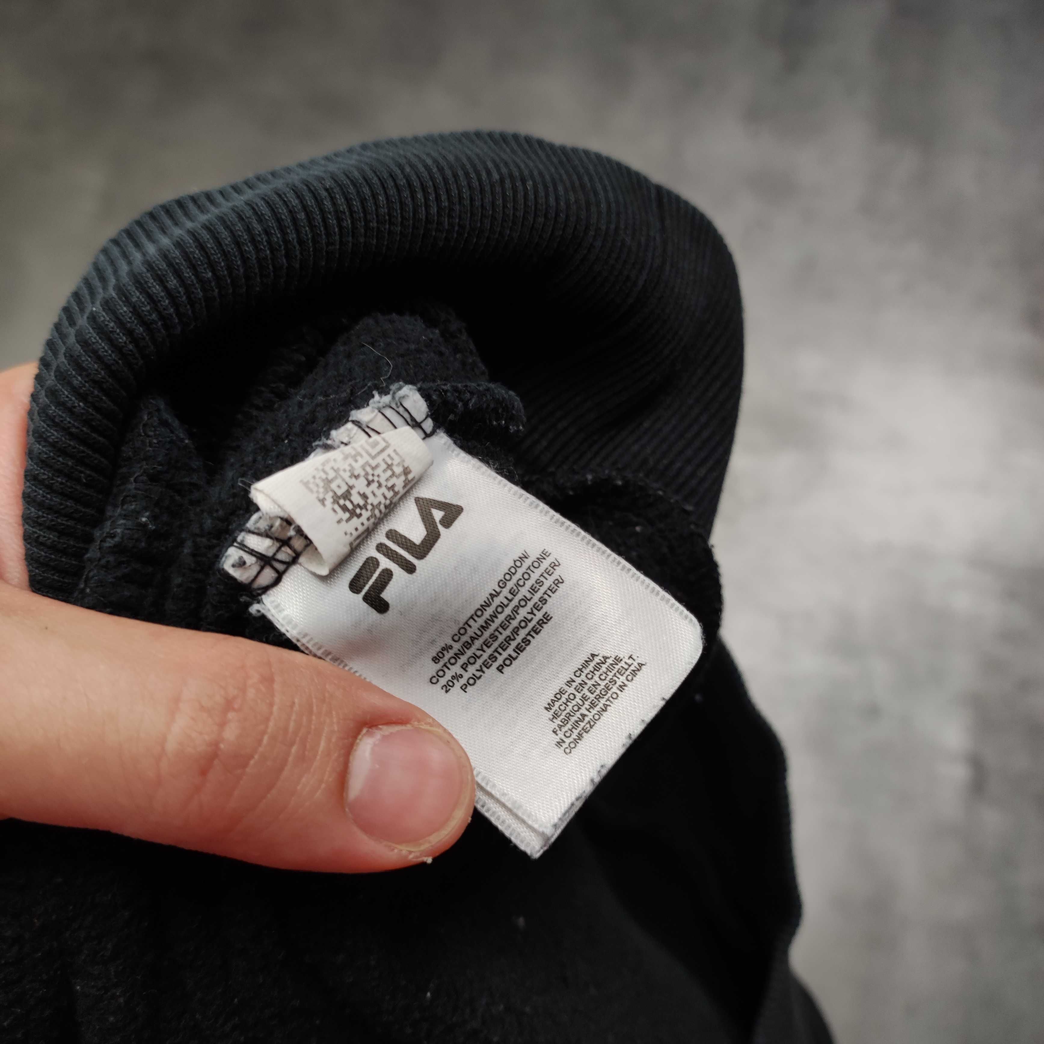 MĘSKA Bluza z Kapturem Hoodie Czarna Haft Logo Fila Bawełniana