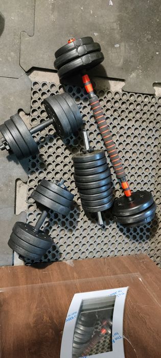 Siłownia sztanga hantle bitumiczne 45kg