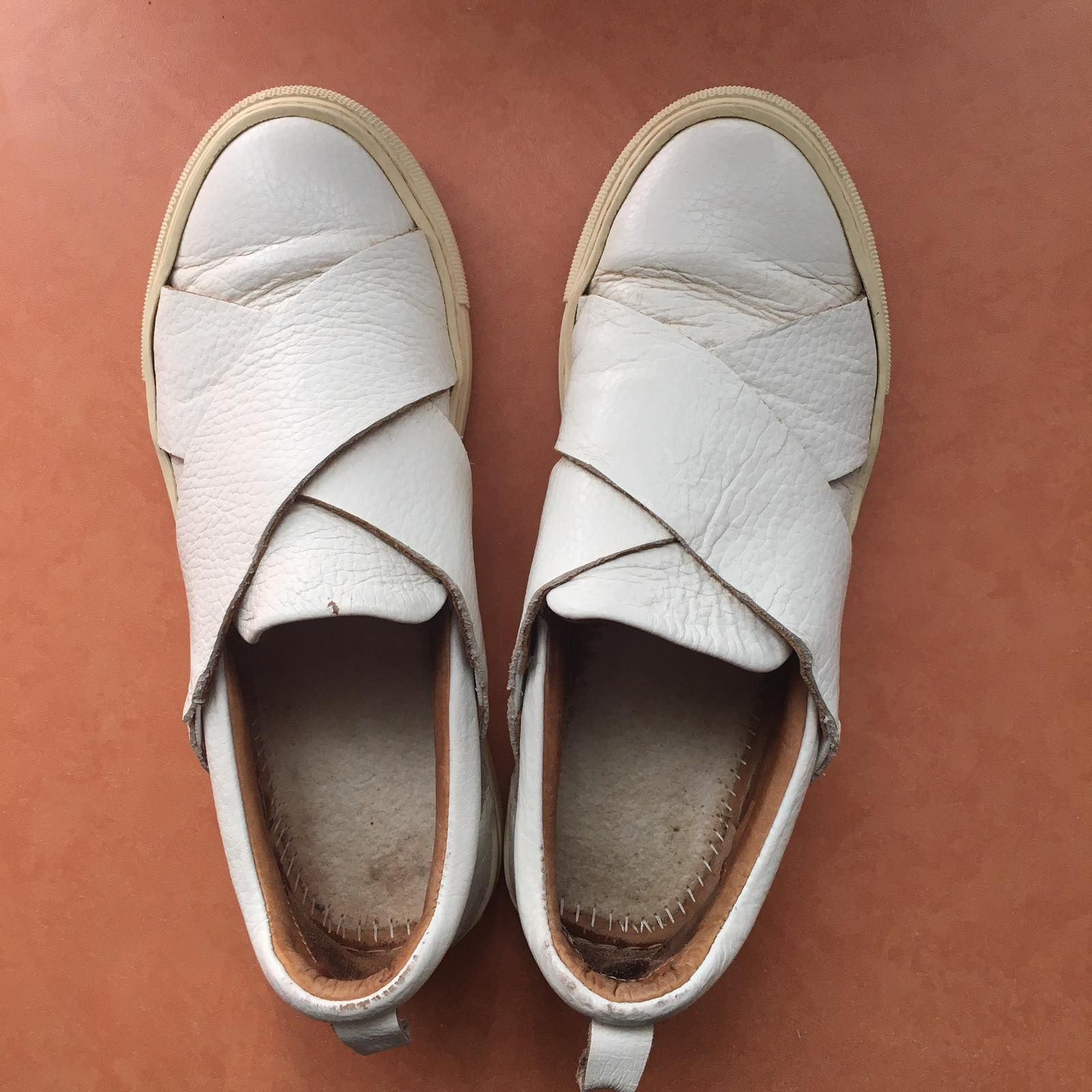 Слипоны кеды туфли 37 р женские белые кожа кожаные 23,5 см