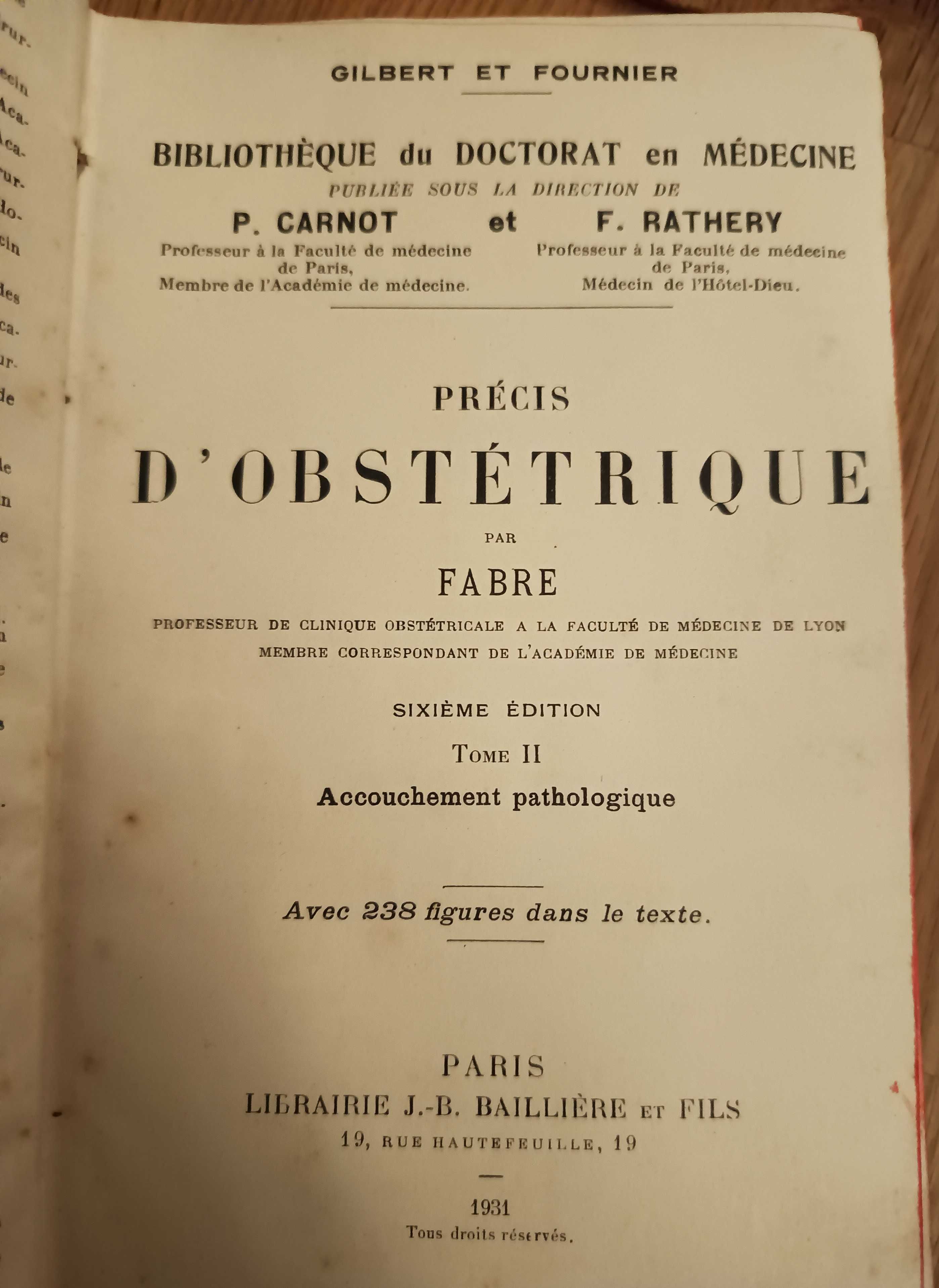 Obstétrique - Fabre (1931 - 2 Volumes)