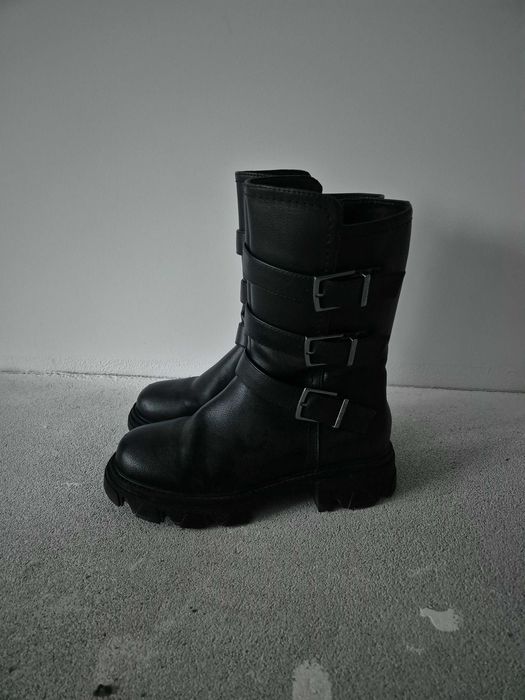 Deezee Czarne długie Kozaki 35 ocieplane futerko miś zimowe