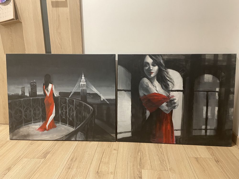 2 Obrazy malowane na zamówienie roz. 81x64cm