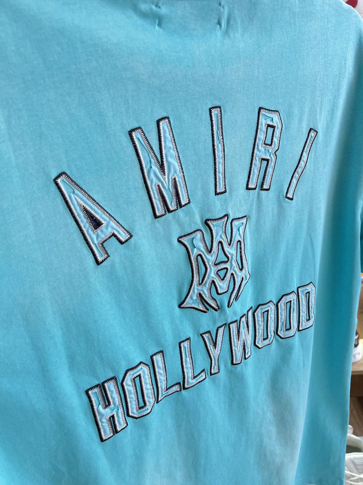 Футболка Amiri Ss25 Turquoise Faded