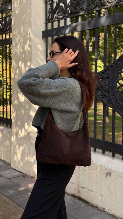 Жіноча сумка Аляска коричнева замша