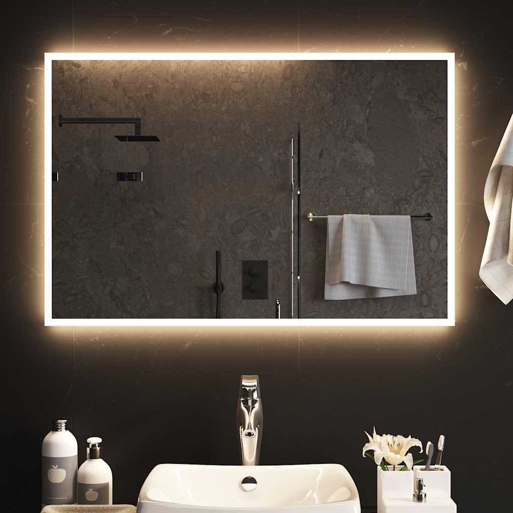 Lustro łazienkowe LED 90x60 cm IP65 z interfejsem USB Przezroczyste