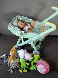 Wózek dla lalek duży plus lalka, piłka do skakania, torebka i dodatki