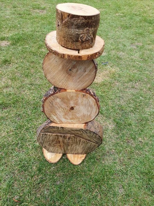 Bałwanek z drewna jesionowego. Figurka bałwanka do ogrodu ogrodowa