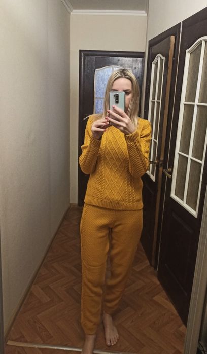 В'язаний теплий прогулянковий костюм р. С-М