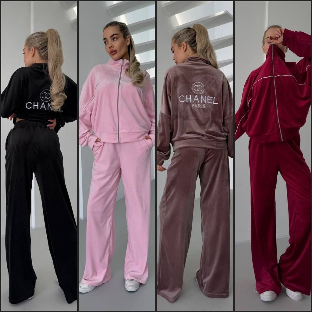‼️ Трендовий велюровий костюм CHANEL. Розмір 42-46, 48-52