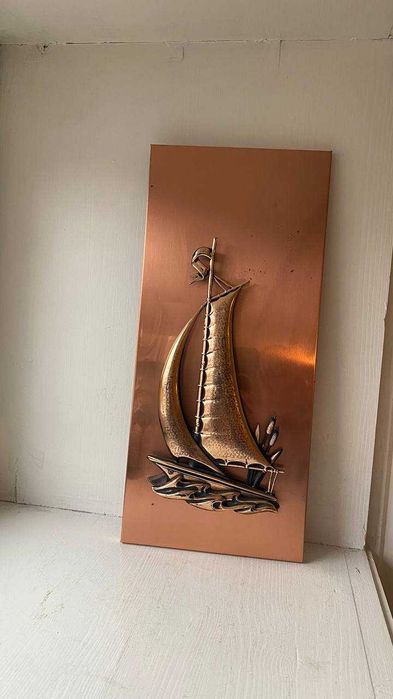 Медная картина /панно "Парусник"
