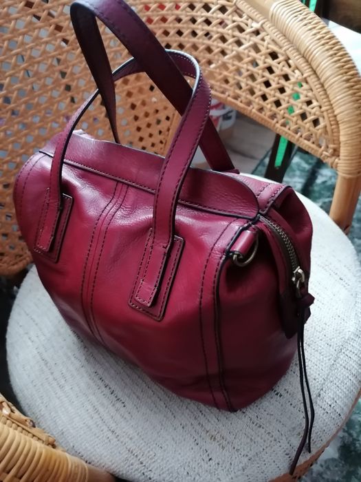 Torebka damska firmy Fossil - skóra naturalna - bordowa