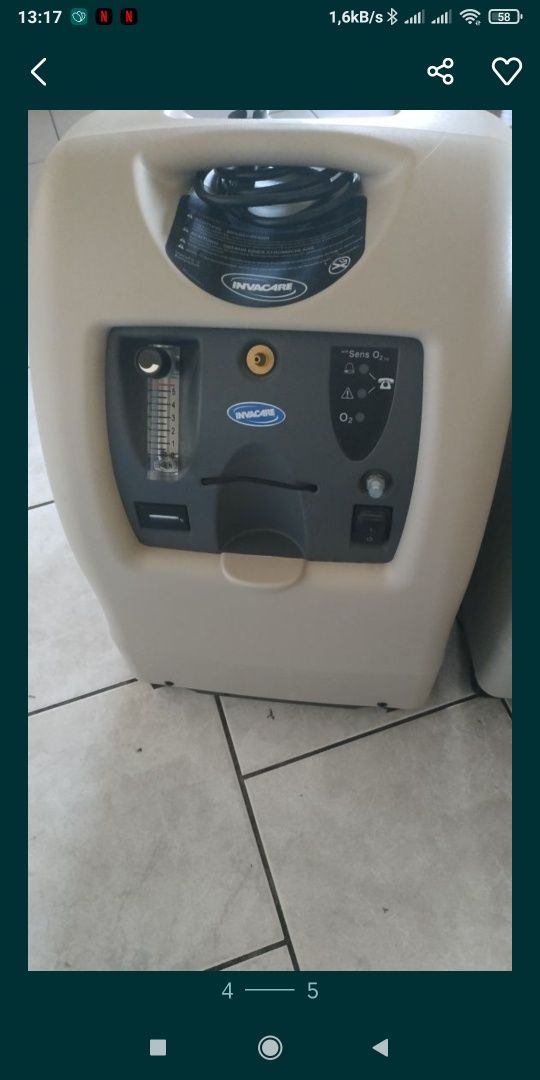 sprzedam koncentrator tlenu invacare perfecto2