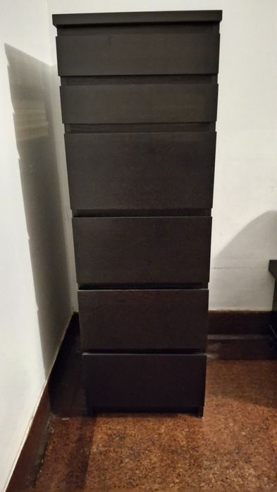 MALM: Cómoda/6 gavetas.  Pret-Cast/Vidro espelhado/