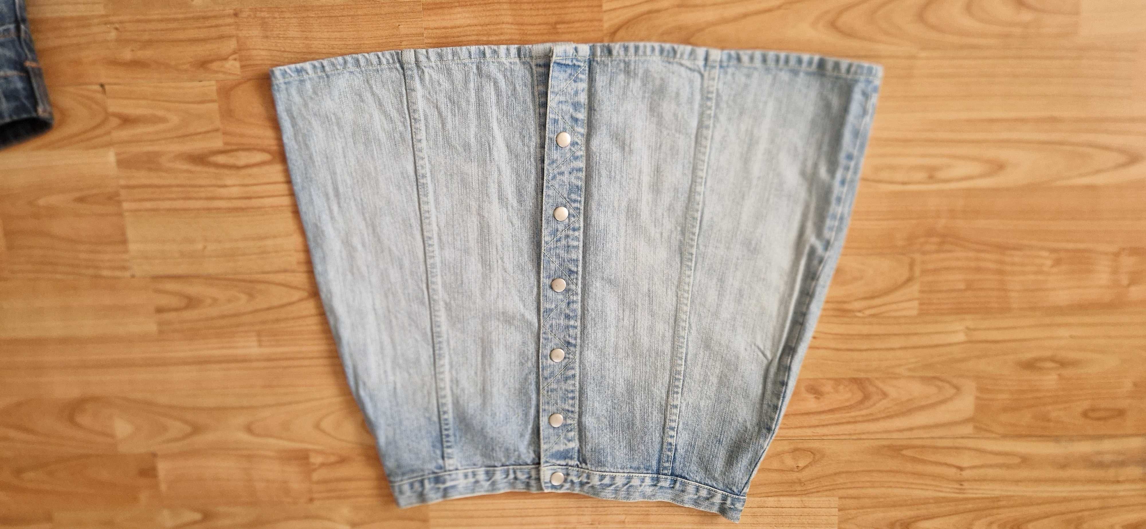 Spódniczka jeansowa na zatrzaski trapezowa M jeans