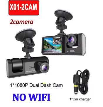 Câmera wifi carro - Dashcam 1080p três e  vias gravador de vídeo
