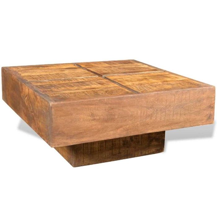 Stolik Kawowy z Litego Drewna Mango Brązowy 68x68x28 Pomocniczy DEFEKT