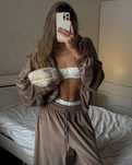 Спортивный костюм женский худи штаны топ велюровый зипка zara el milas