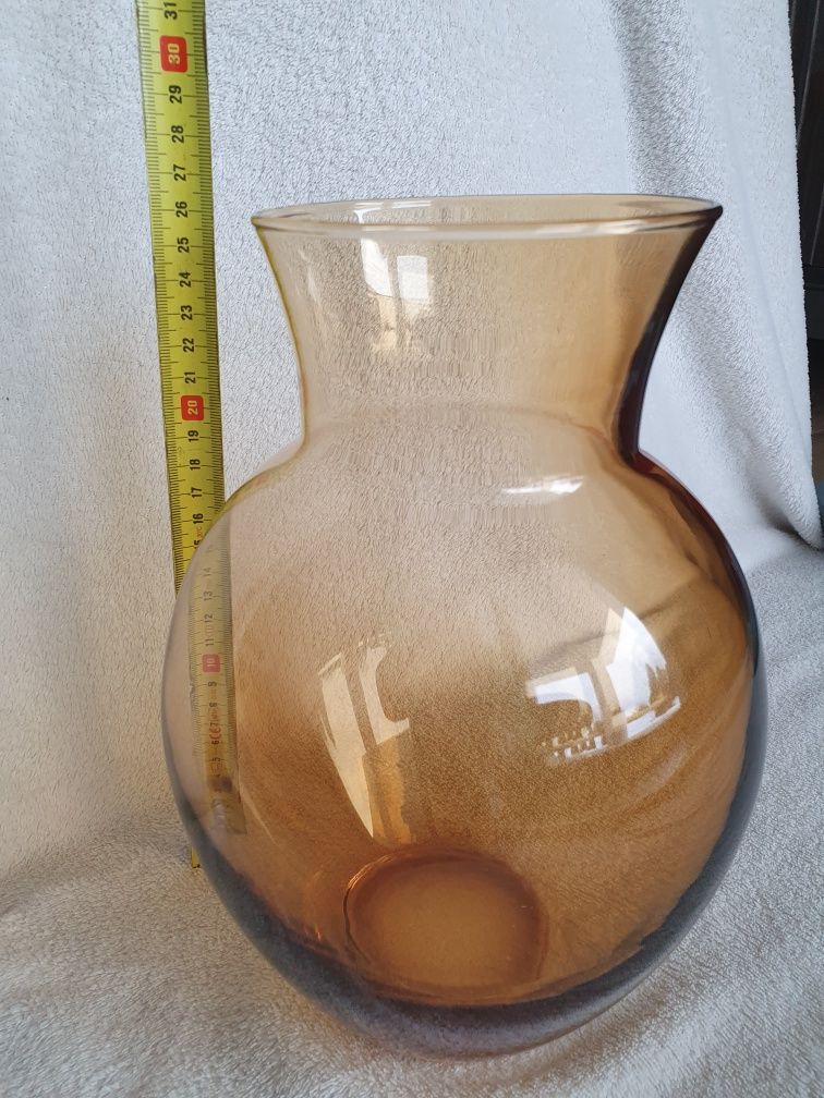 Duży wazon PRL bursztynowy
