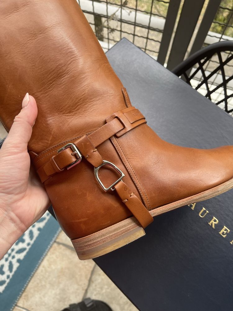 Kozaki oficerki Ralph Lauren brązowe Tan 10B 41