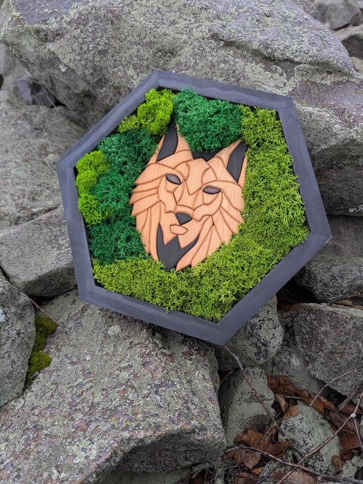 Соти декор в інтер'єр на стіну картина з моху Панно з дерева Мозаїка