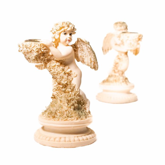Conjunto 2 castiçais de anjos - 13cm altura - Arte Sacra