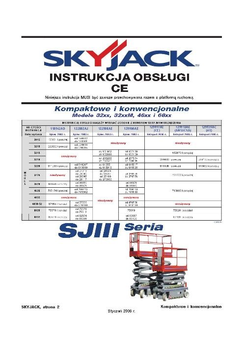 Instrukcja obsługi i konserwacji SKY JACK SJ III