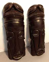 Mascaras de diabo tribal africanas, pau preto, divinamente esculpidas