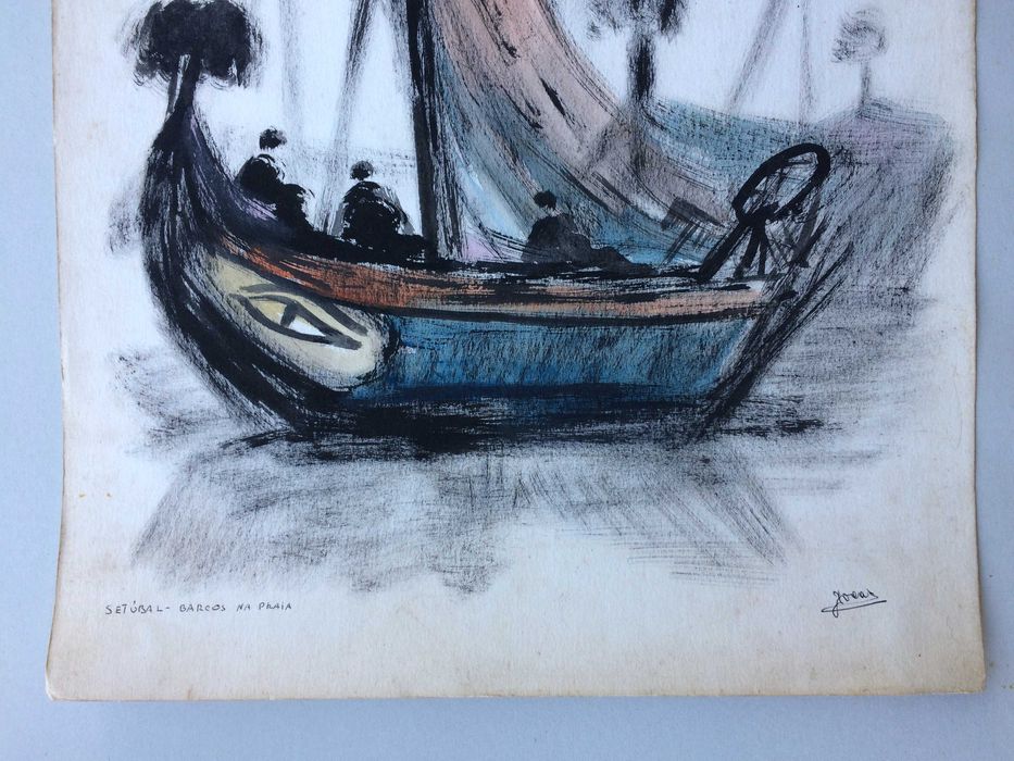 Dois originais do artista JOCAR – 2 pinturas sobre o mar – Setúbal