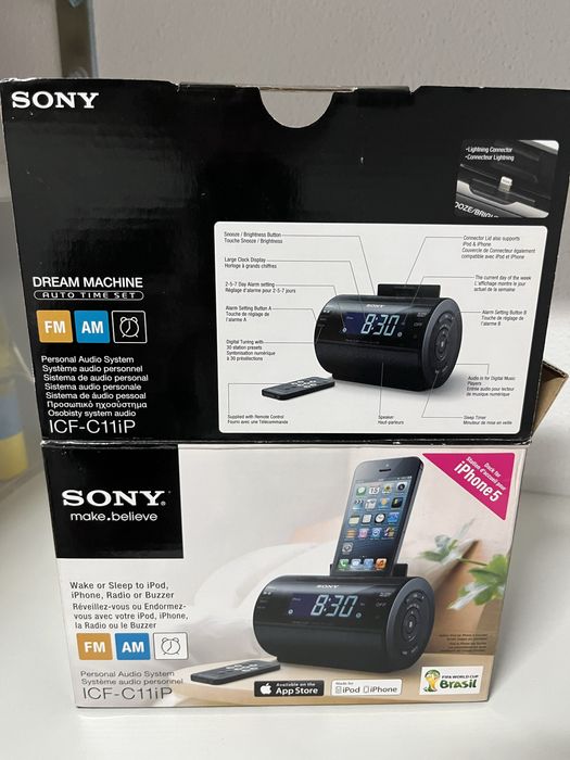 Rádio despertador Sony com Dock para iPhone