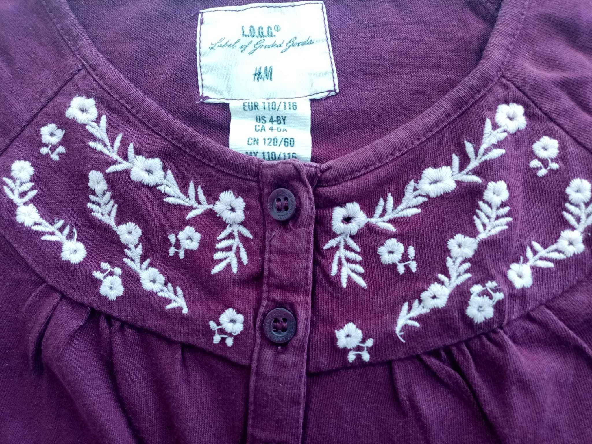 camisa / túnica: para 4 a 6 anos, bordeaux com florzinhas, H&M, só 2€!