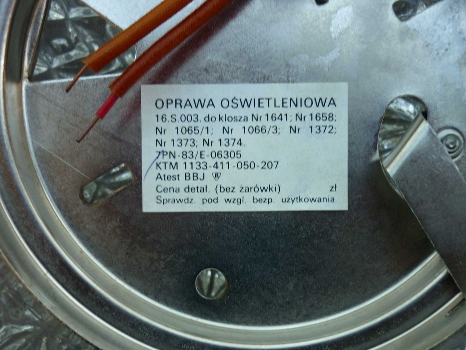 Plafon  PRL szkło WILKASY, POLAM, kryształowy NOWY