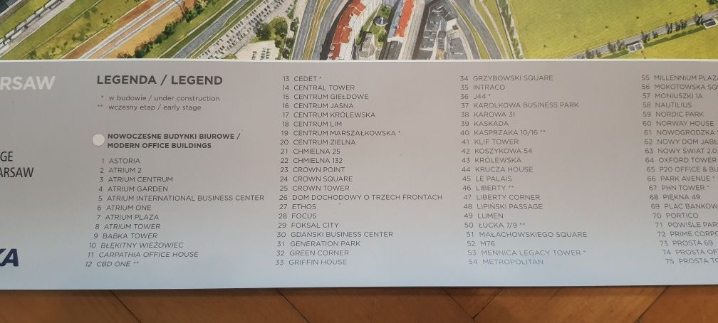 Mapa  centrum Warszawy 3D, plakat.